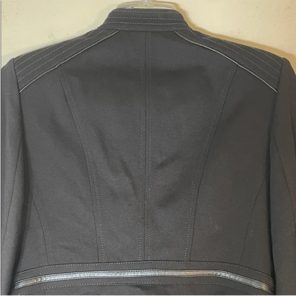 White House Black Market Ponte Black Military Jacket with Leather Pipping. 4.NWT - Picture 11 of 13